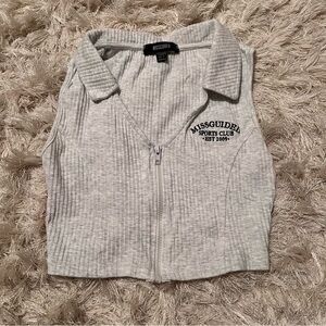 BOGO 🛍️ Missguided Light Gray Ribbed Vest with Embroidery
